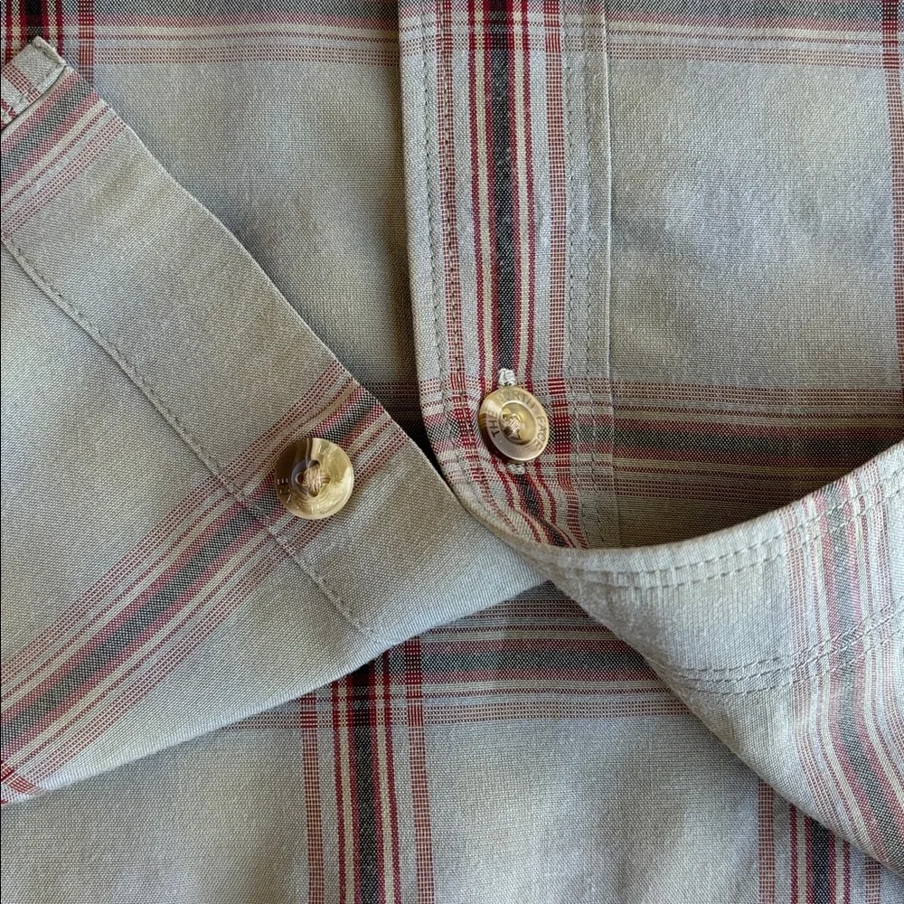 North Face Polyester Blend Green Plaid‎ Shirt Zip Pocket Outdoors Work Mens XL